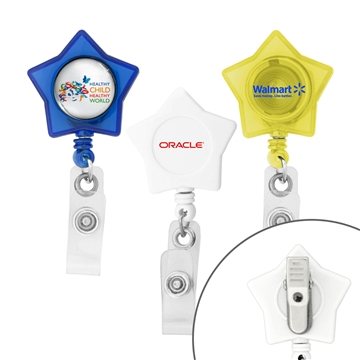 250 Custom Star-Shaped Retractable Badge Holder - 30 inch & Metal ...