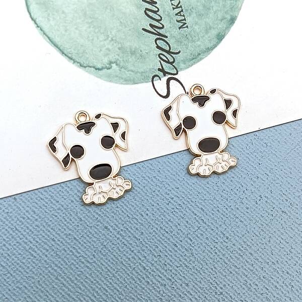 Alloy Enamel Puppy Pendants
