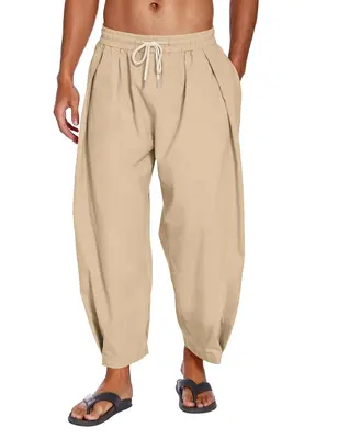 Loose Yoga Pants with Pockets (US Only), Khaki / L