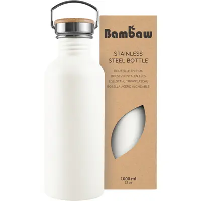 Bambaw Stainless Steel Water Bottle 1000ml Polar White