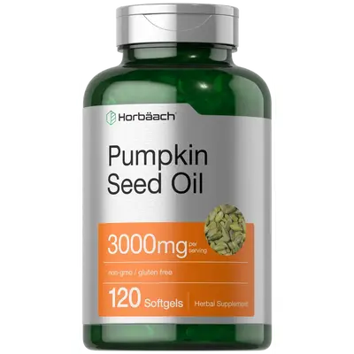 Horbäach Pumpkin Seed Oil | 3000mg | 120 Softgel Capsules | Cold Pressed Dietary Supplement | Non-GMO and Gluten Free Formul...