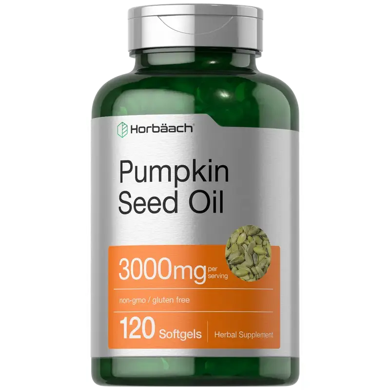 Horbäach Pumpkin Seed Oil | 3000mg | 120 Softgel Capsules | Cold Pressed Dietary Supplement | Non-GMO and Gluten Free Formul...