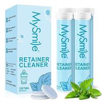 MySmile Retainer Cleaner with 120 Tablets for Odor and Stain Removal - Mint&Orange Flavor, Antibacterial Action, Safe and Mil...