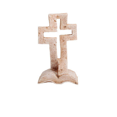 Resin Cross with Book Figurines