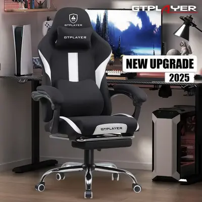 【Totally revamped!】 Better than ever! Gaming Chair Breathable Fabric Computer Chair with Pocket Spring Cushion, Ergonomic...