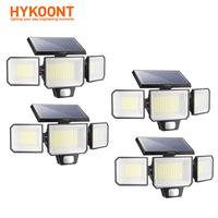 Hykoont AMS193 Motion Sensor Outdoor 3 Head 300W 3000LM Solar Wall Light, IP65 Waterproof Outdoor Security Solar Light with R...