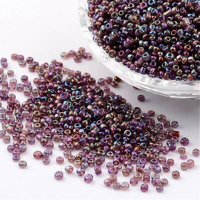 Round Transparent Colors Rainbow Glass Seed Beads