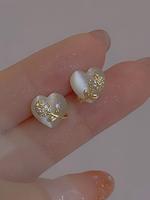 Heart Shaped Artificial Zircon Decorated Stud Earrings, Fashionable Jewelry for Women, Trendy All-match & Exquisite Jewelry f...