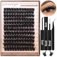 Geeneiya 200D Lash Extension Kit 12-20mm Eyelash Extension Kit Thick Volume Lash Clusters Kit Wispy DIY Individual Eyelashes ...