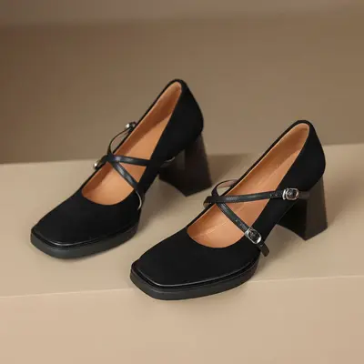 CHIKO Shanika Square Toe Block Heels Mary Jane Shoes