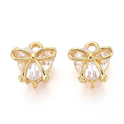 Brass Micro Pave Cubic Zirconia Charms