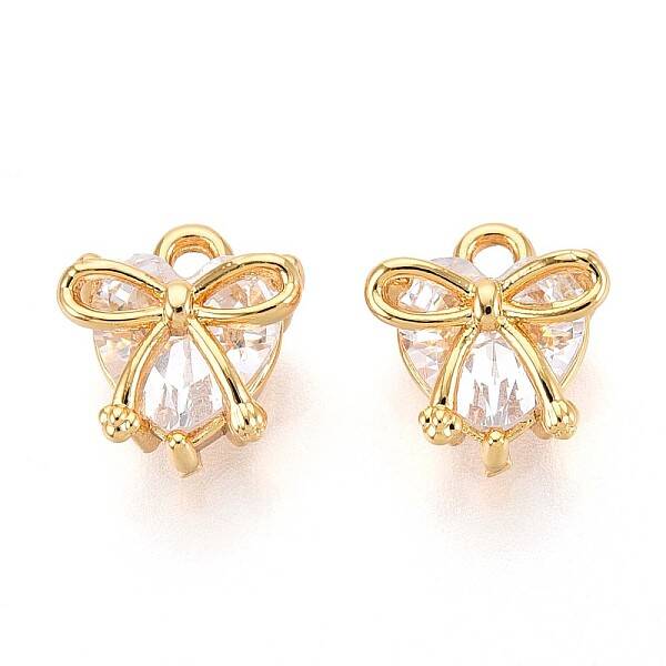 Brass Micro Pave Cubic Zirconia Charms