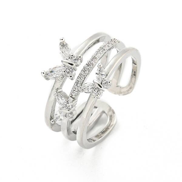 Brass Micro Pave Cubic Zirconia Cuff Rings