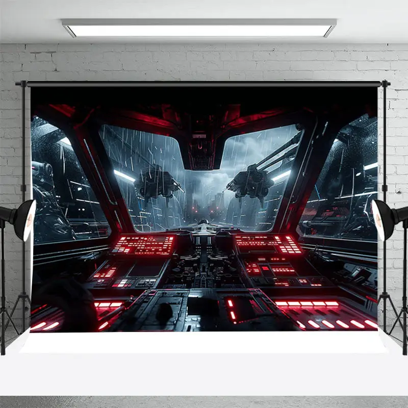 Cool Rainy Spaceship Console Photography Backdrop - Aperturee