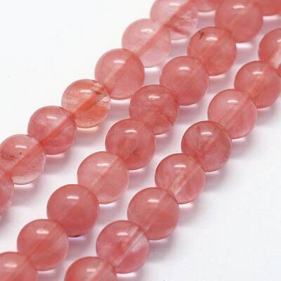 Cherry Quartz Glass Beads Strands