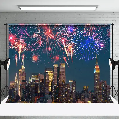 Night Modern City Colorful Sparkle New Year Backdrop - Aperturee