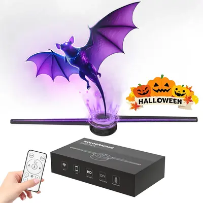 3D Hologram Fan,3D Hologram Projection Light Two Blades 42cm User-Friendly Plug and Play Holographic Advertising Show LED Lig...