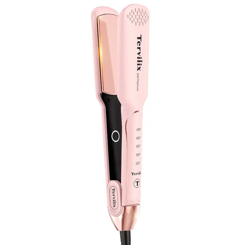 Terviiix Titanium Flat Iron Hair Straightener - ARC Non-Snagging for Smooth, One-Swipe Results, Salon-Grade Straightening Iro...
