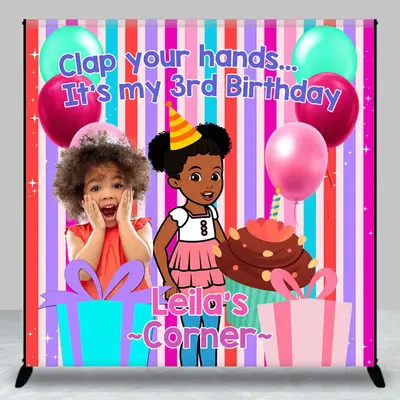 Custom Clap Your Hands Colorful 3rd Birthday Backdrop - Aperturee
