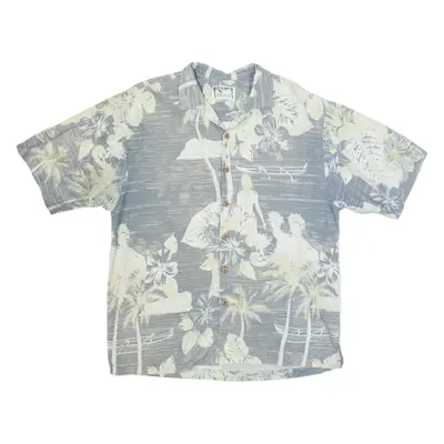 ISLAND REPUBLIC Mens Hawaiian Shirt Grey L