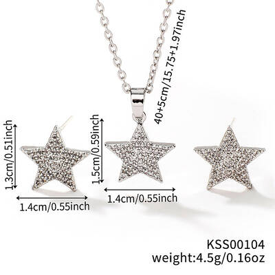 Chic Geometric Brass Rhinestones Stud Earrings & Necklaces for Woemn