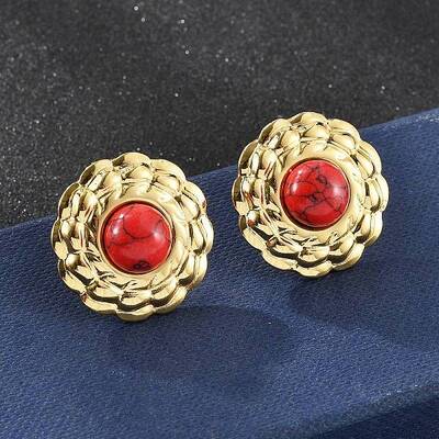201 Stainless Steel Flat Round Stud Earrings