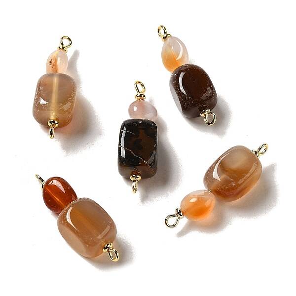 Natural Agate Connector Charms