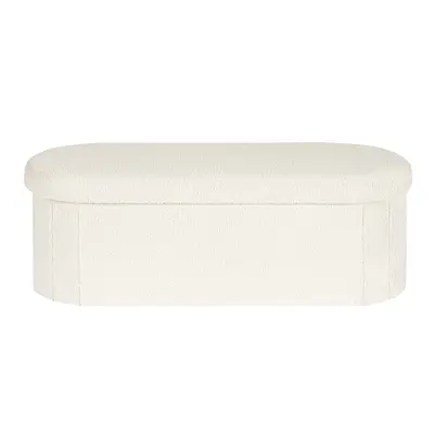 PINPLUS Storage Ottoman Bench Chest Foldding Oval Sherpa Ottoman Foot Rest Stool, Modern Cream White Boucle 43 Inches end of ...