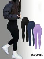 Women's Solid High Waist Shapewear Legging Pants, Casual Tummy Control Comfy Skinny Pants for Daily Wear Everyday, Ladies Sha...