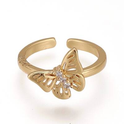 Brass Micro Pave Cubic Zirconia Cuff Rings
