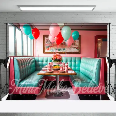 Tiffany Blue Pink Seats Balloon Architecture Backdrop - Aperturee