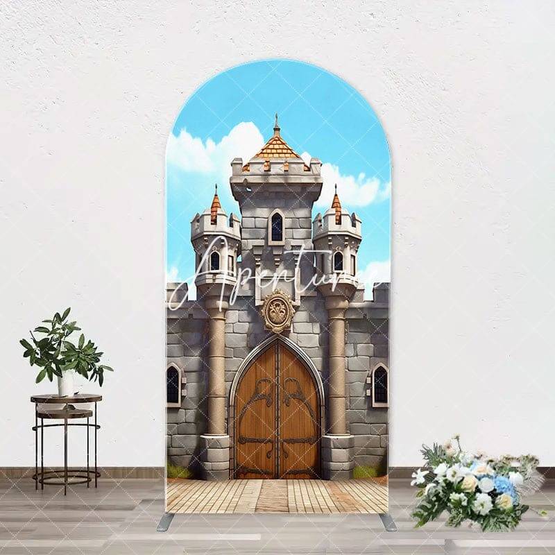 Classic Game Castle Blue Sky Arch Birthday Backdrop