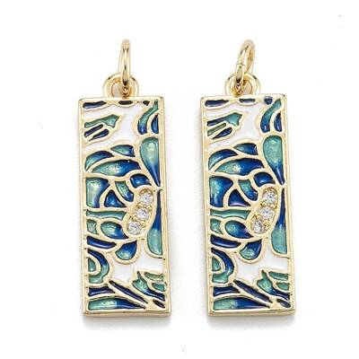 Brass Micro Pave Clear Cubic Zirconia Pendants
