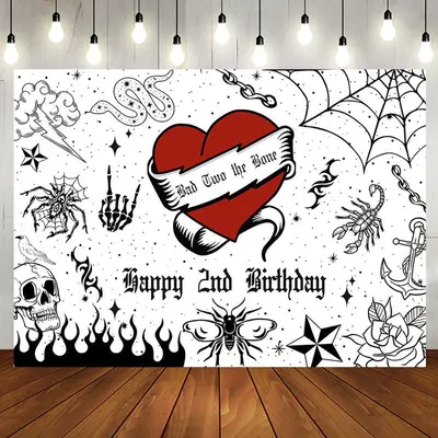 Bad Two The Bone Halloween 2nd Birthday Backdrop - Aperturee