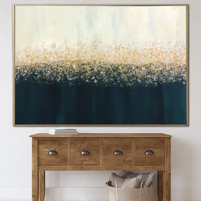 Abstract Expressionist Paintings On Canvas In Blue, White And Yellow Colors Oil Painting 30x40 Modern Hand Painted Artwork | ...
