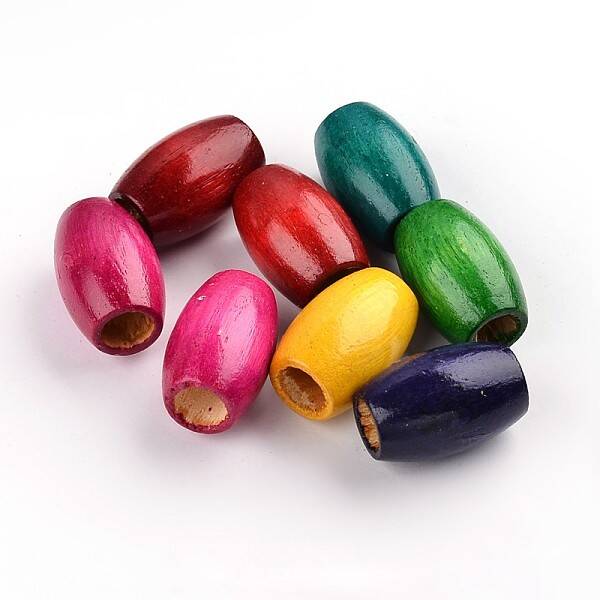 Dyed Barrel Natural Wood Beads