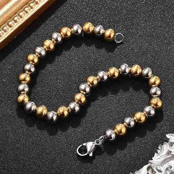 304 Stainless Steel Round Beads Bracelets