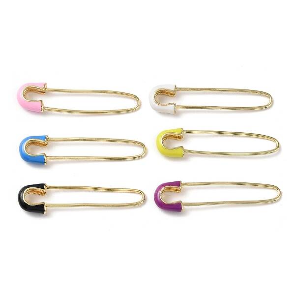 Rack Plating Real 18K Gold Plated Brass Enamel Brooch Pin Findings