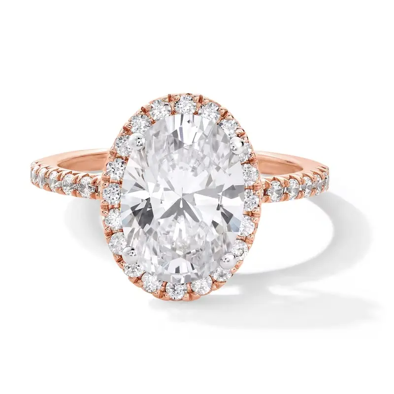 14K Rose Gold 1 to 3.5 CT.T.W. Oval Lab Created Diamond Custom Engagement Ring D VVS1-VS1 IGI Certified