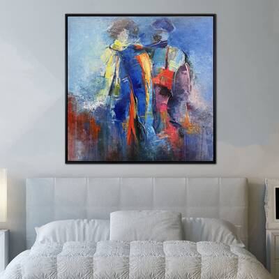 Original Romantic Colorful Wall Art Couple in Love Oil Painting Modern Artwork for Home Decor | ADMIRER