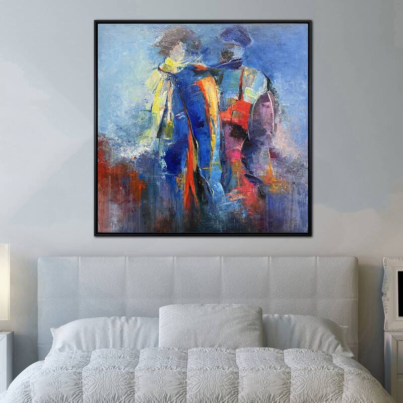 Original Romantic Colorful Wall Art Couple in Love Oil Painting Modern Artwork for Home Decor | ADMIRER