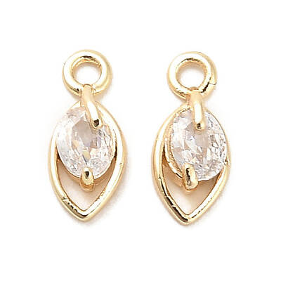 Brass Micro Pave Clear Cubic Zirconia Charms