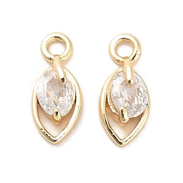 Brass Micro Pave Clear Cubic Zirconia Charms