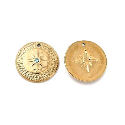 PVD Vacuum Plating 201 Stainless Steel with Rhinestone Charms
