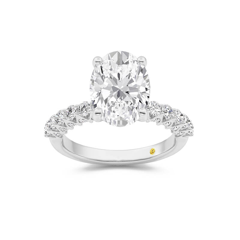 Verda Art Deco Inspired V-Prong Oval Lab Grown Diamond Engagement Ring | 10K White Gold 3 1/4 CT. TW.