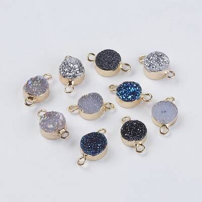 Natural Druzy Agate Links connectors