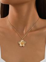 Flower Design Pendant & Chain Statement Necklace for Women, Fashion Jewelry for Party, Daily Clothing Decor, Trendy Charm Nec...