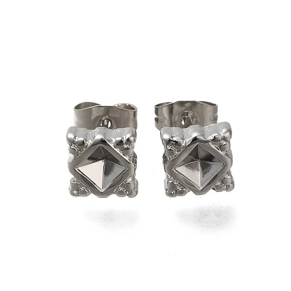 304 Stainless Steel Rhombus Stud Earrings for Women