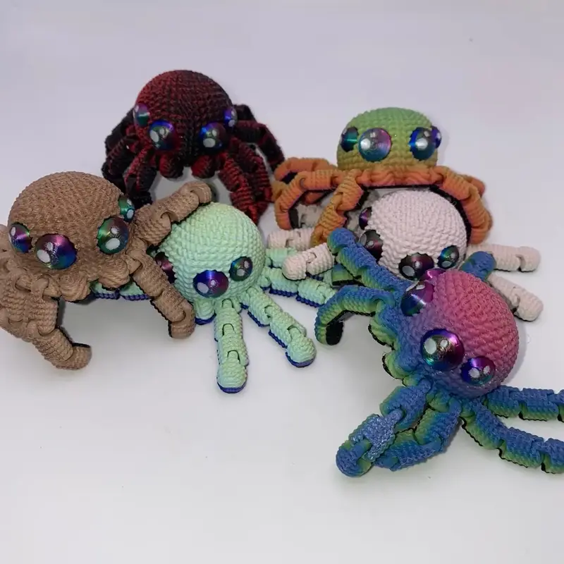 Crochet Look Spider-Random Color Sensory Hand Fidget Size- Jumping Spider 3D Printed Mini Animal Decoration