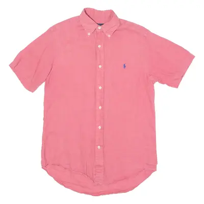 RALPH LAUREN Mens Plain Shirt Pink Linen S